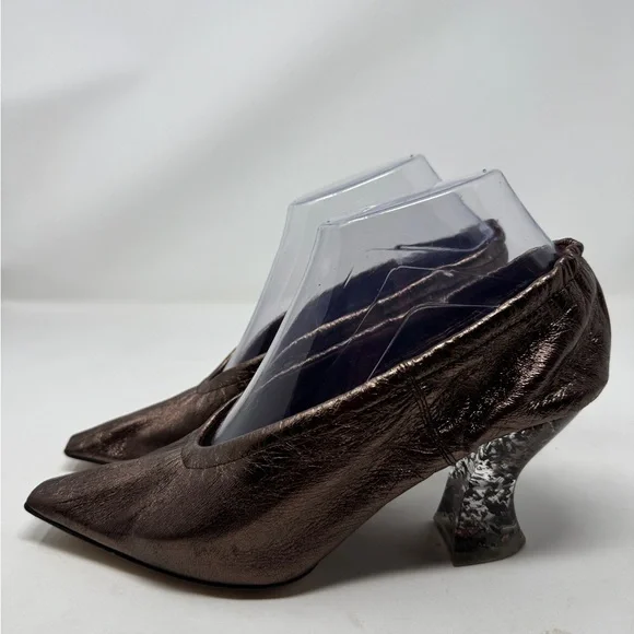 Bottega Veneta Brown Mettalic Almond Pumps - Picture 3 of 10